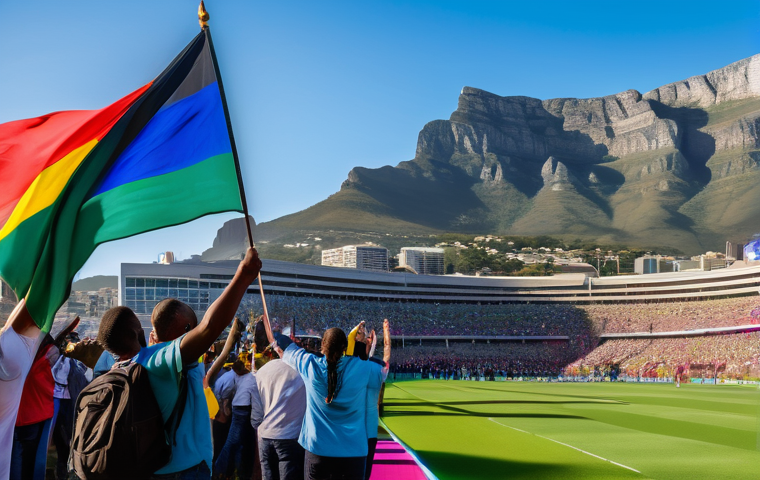 남아프리카 공화국 국기 의미 - **Image Prompt 1: "The Dawn of Unity"**
    A powerful, symbolic depiction of the South African flag...