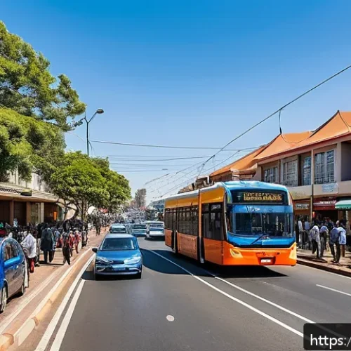 Home 31 남아공에서 한국인이 많이 거주하는 지역 - A vibrant urban neighborhood scene in Johannesburg, South Africa, featuring modern apartment buildin...