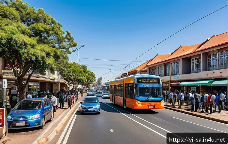 남아공에서 한국인이 많이 거주하는 지역 - A vibrant urban neighborhood scene in Johannesburg, South Africa, featuring modern apartment buildin...