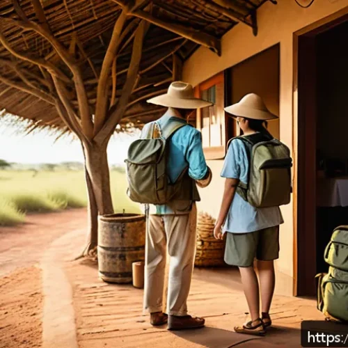 Home 17 크루거 국립공원 사파리 예약법 - A detailed scene of a family preparing for a Kruger National Park safari in South Africa: the family...